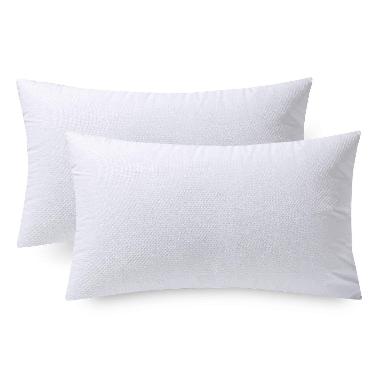 Elegant Comfort 2-Pack Pillow Insert Poly-Cotton Shell Siliconized Fiber Filling, 12 x 12, White 2 Count