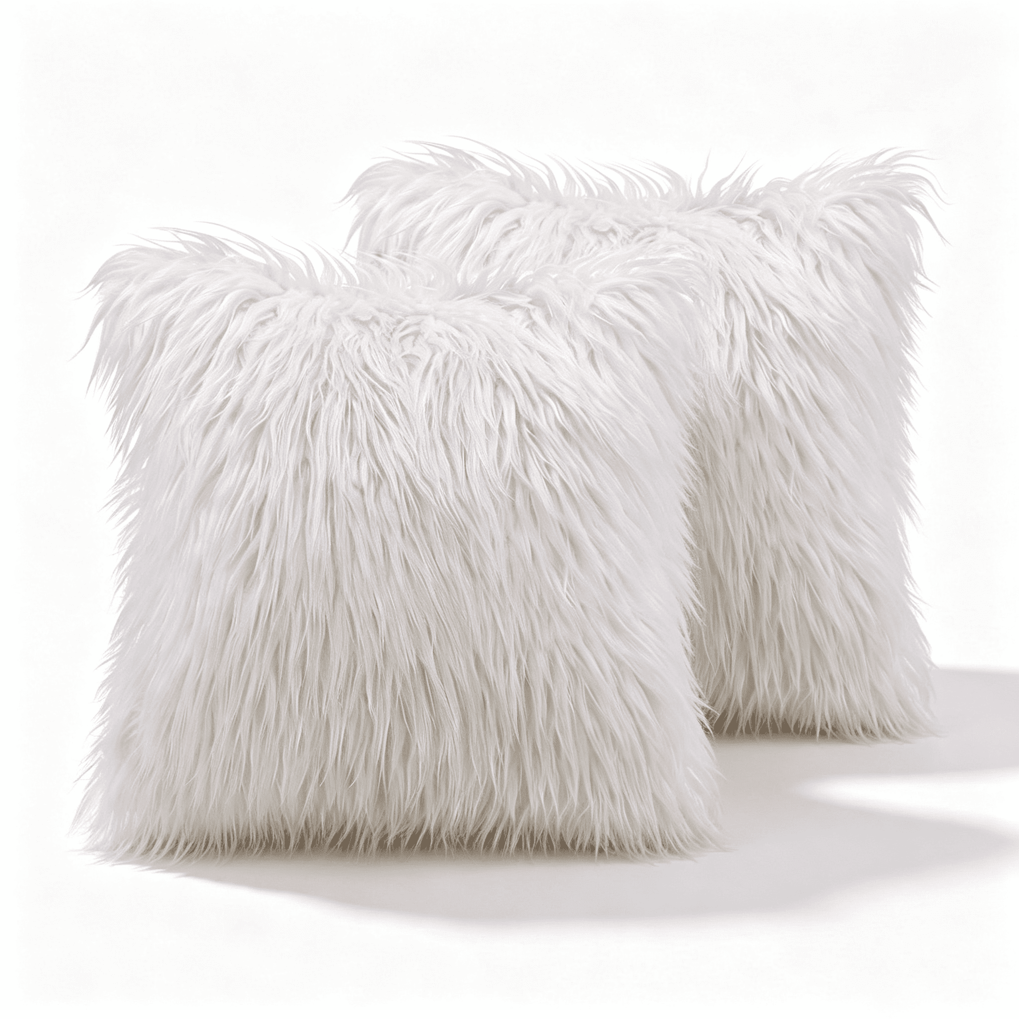 Phantoscope 20" x 20" 2-Pack Faux Fur Decorative Throw Pillows, Plush Cushions with Inserts for Couch, Bed, Chair, off White