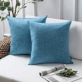 thumbnail image 1 of Phantoscope Textural Faux Linen Series Square Decorative Throw Pillow Cusion for Couch, 20" x 20", Blue, 2 Pack, 1 of 6