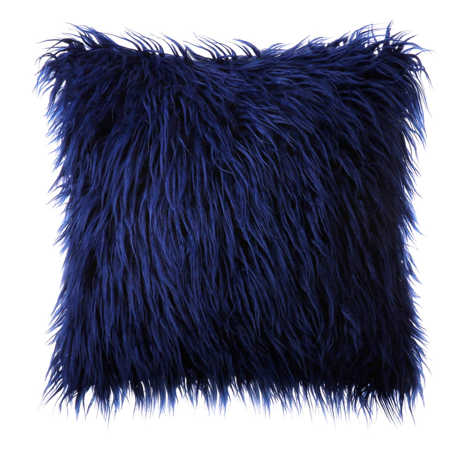 Phantoscope 20" x 20" Faux Fur Decorative Throw Pillow, Plush Cushion with Insert for Couch, Bed, Chair, Navy Blue, 1 Pack