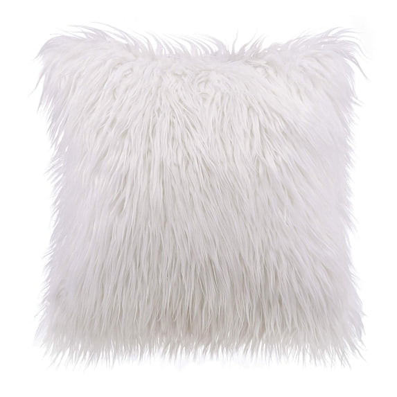 Phantoscope 20" x 20" Faux Fur Decorative Throw Pillow, Plush Cushion with Insert for Couch, Bed, Chair, Off White, 1 Pack