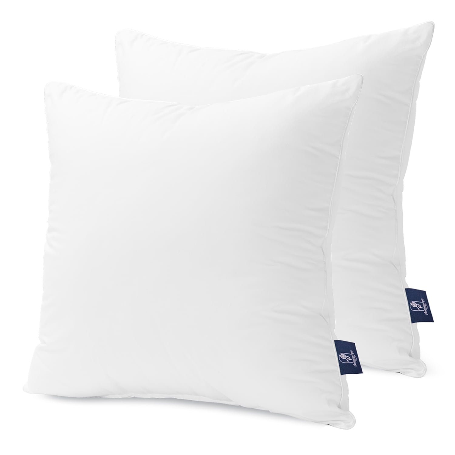 Basic Home 14x14 Decorative Throw Pillow Inserts-Down Feather Pillow Inserts-Square-Cotton Fabric-Set of 2-White.