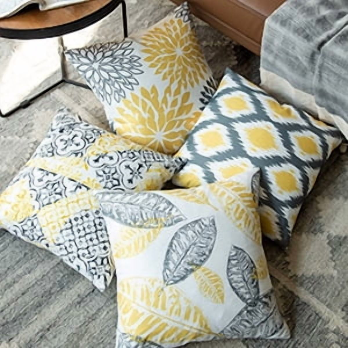 Phantoscope 20x20 Decorative Throw Pillow Covers, Yellow, Set of 4