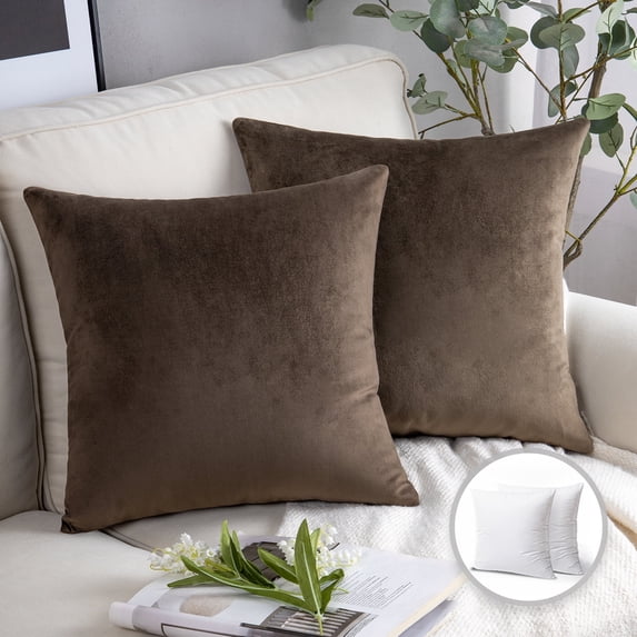 Phantoscope 22" x 22" Modern Dark Coffee Polyester Throw Pillow , ( 2 Count)
