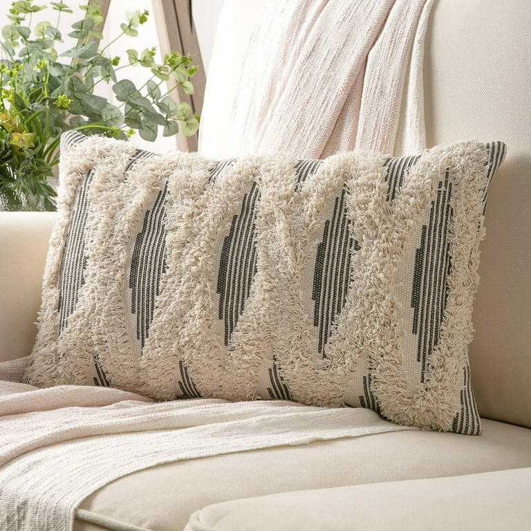  Fancy Homi 4 Packs Neutral Long Lumbar Decorative Throw Pillow  Covers 12x24 Inch for Living Room Couch Bed, Boho Home Decor, Soft Striped  Corduroy Rectangle Accent Beige Cushion Case 30x60 cm 
