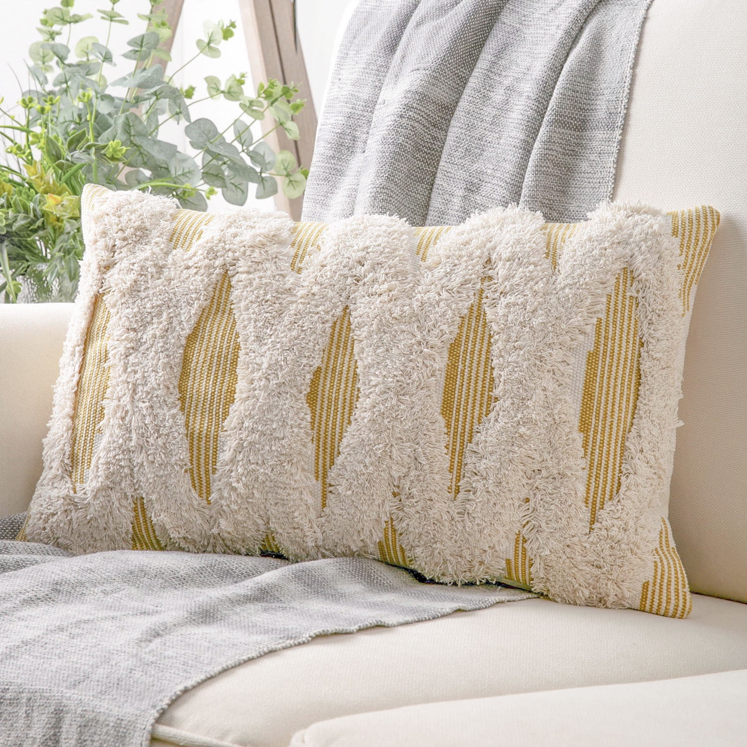 Phantoscope Boho Woven Cross Tufted Series Decorative Throw Pillow ...