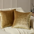 thumbnail image 1 of Phantoscope Bronzing Gold Foil Printed Cut Pile Velvet with Gilding Metallic Shiny Decorative Throw Pillow, 18" x 18", Gold, 2 Pack, 1 of 5