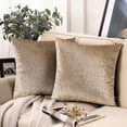 thumbnail image 1 of Phantoscope Bronzing Gold Foil Printed Cut Pile Velvet with Gilding Metallic Shiny Decorative Throw Pillow Covers, 20" x 20", Light Brown, 2 Pack, 1 of 5