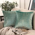 thumbnail image 1 of Phantoscope Bronzing Gold Foil Printed Cut Pile Velvet with Gilding Metallic Shiny Decorative Throw Pillow Covers, 20" x 20", Turquoise, 2 Pack, 1 of 5