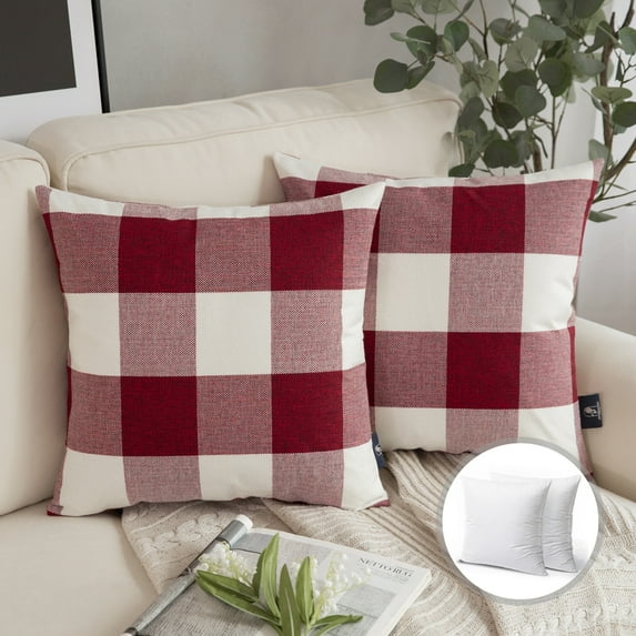 Phantoscope Buffalo Checker Plaids 18” x 18” Christmas Decorative Throw Pillow Covers (2 Count)