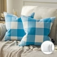 thumbnail image 1 of Phantoscope Buffalo Checker Plaids Series Cushion Decorative Throw Pillow, 18" x 18", Light Blue, 2 Pack, 1 of 7