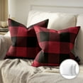 thumbnail image 1 of Phantoscope Buffalo Checker Plaids Series Cushion Decorative Throw Pillow, 20" x 20", Red/Black, 2 Pack, 1 of 7