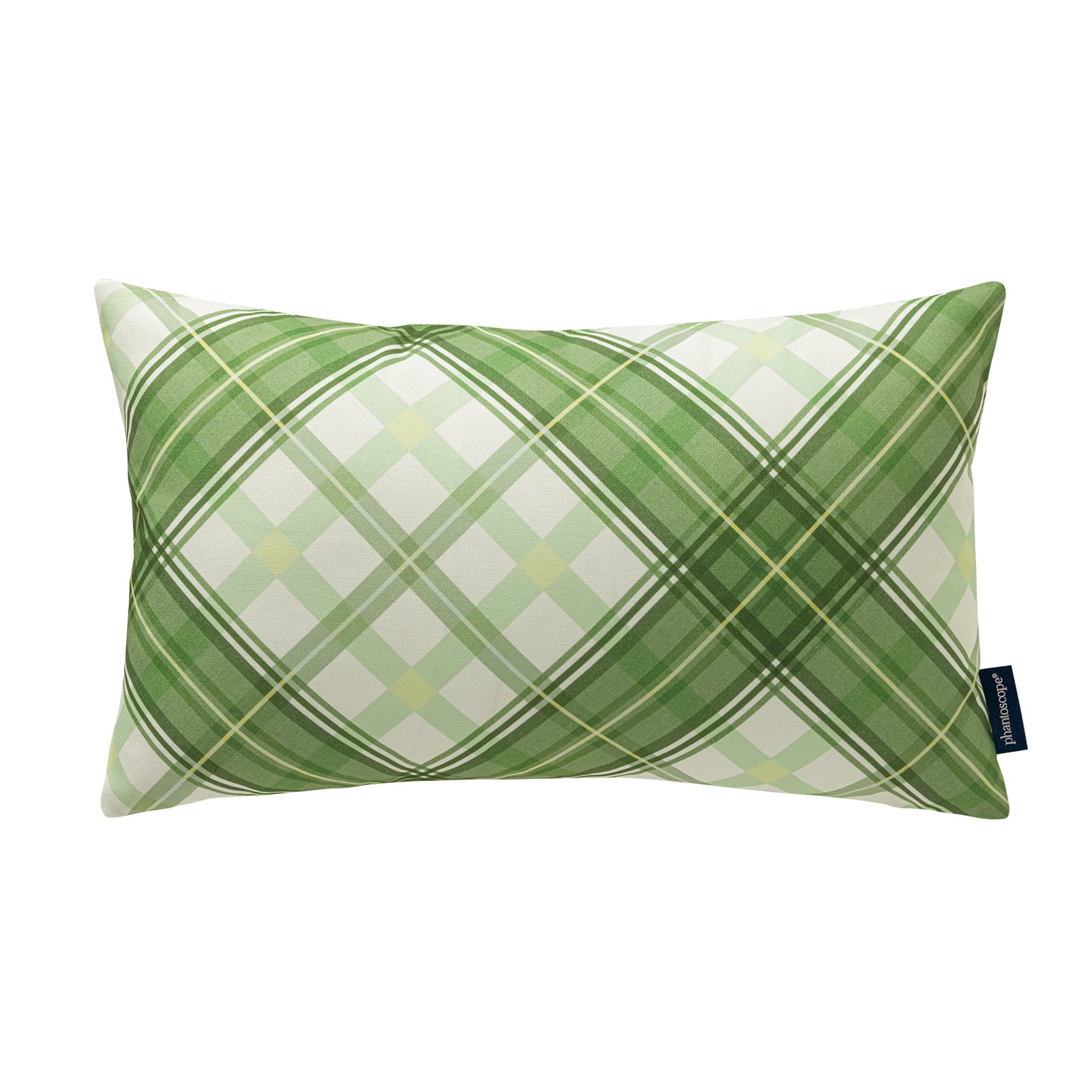Phantoscope Buffalo Plaid Decorative Throw Pillows with Inserts, Double-Sided Printed Checkered Design, 12 x 20 in, Light Green, 2 Pack