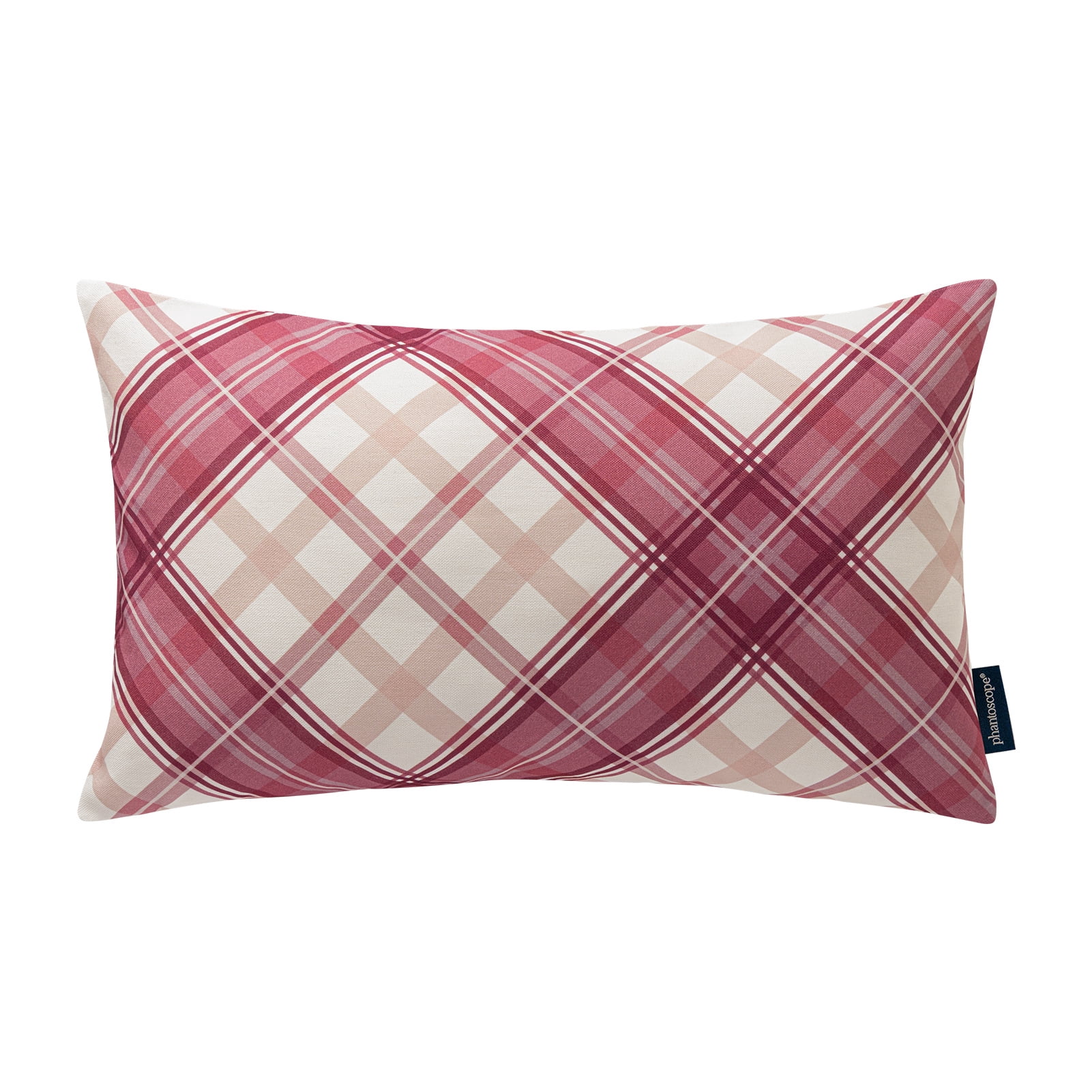 Phantoscope Buffalo Plaid Decorative Throw Pillows with Inserts, Double-Sided Printed Checkered Design, 12 x 20 in, Pink, 2 Pack