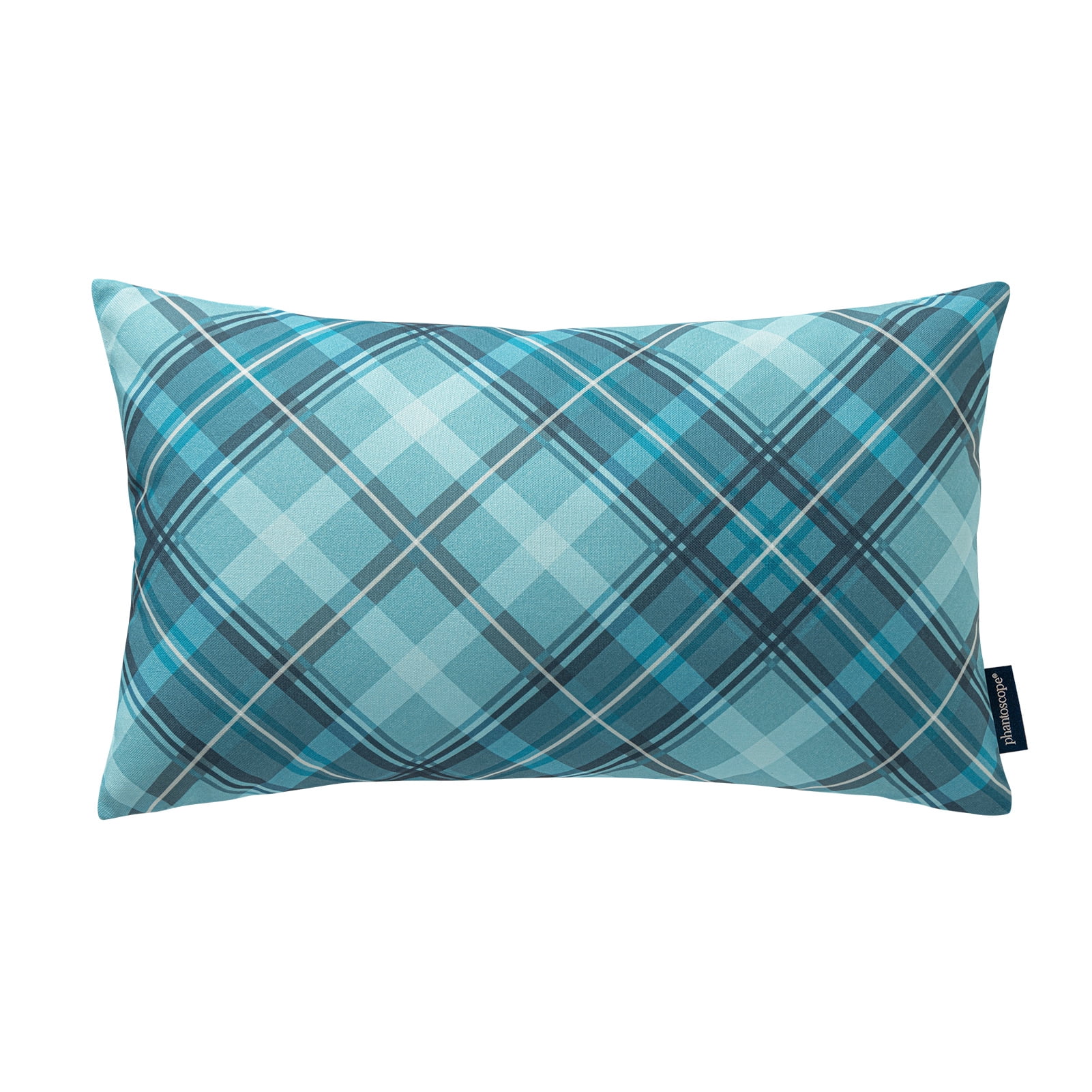 Phantoscope Buffalo Plaid Decorative Throw Pillows with Inserts, Double-Sided Printed Checkered Design, 12 x 20 in, Teal, 2 Pack