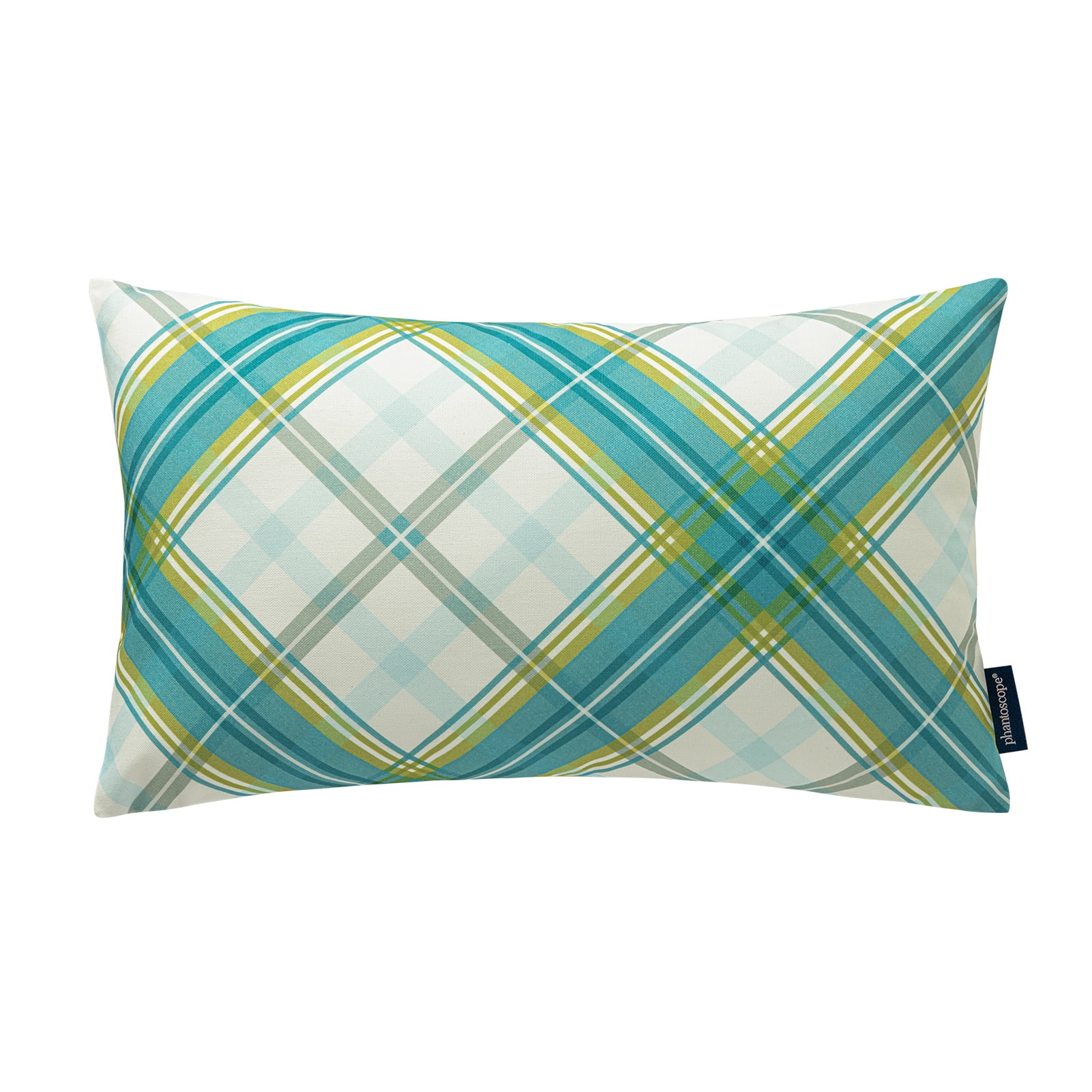 Phantoscope Buffalo Plaid Decorative Throw Pillows with Inserts, Double-Sided Printed Checkered Design, 12 x 20 in, Teal, 2 Pack