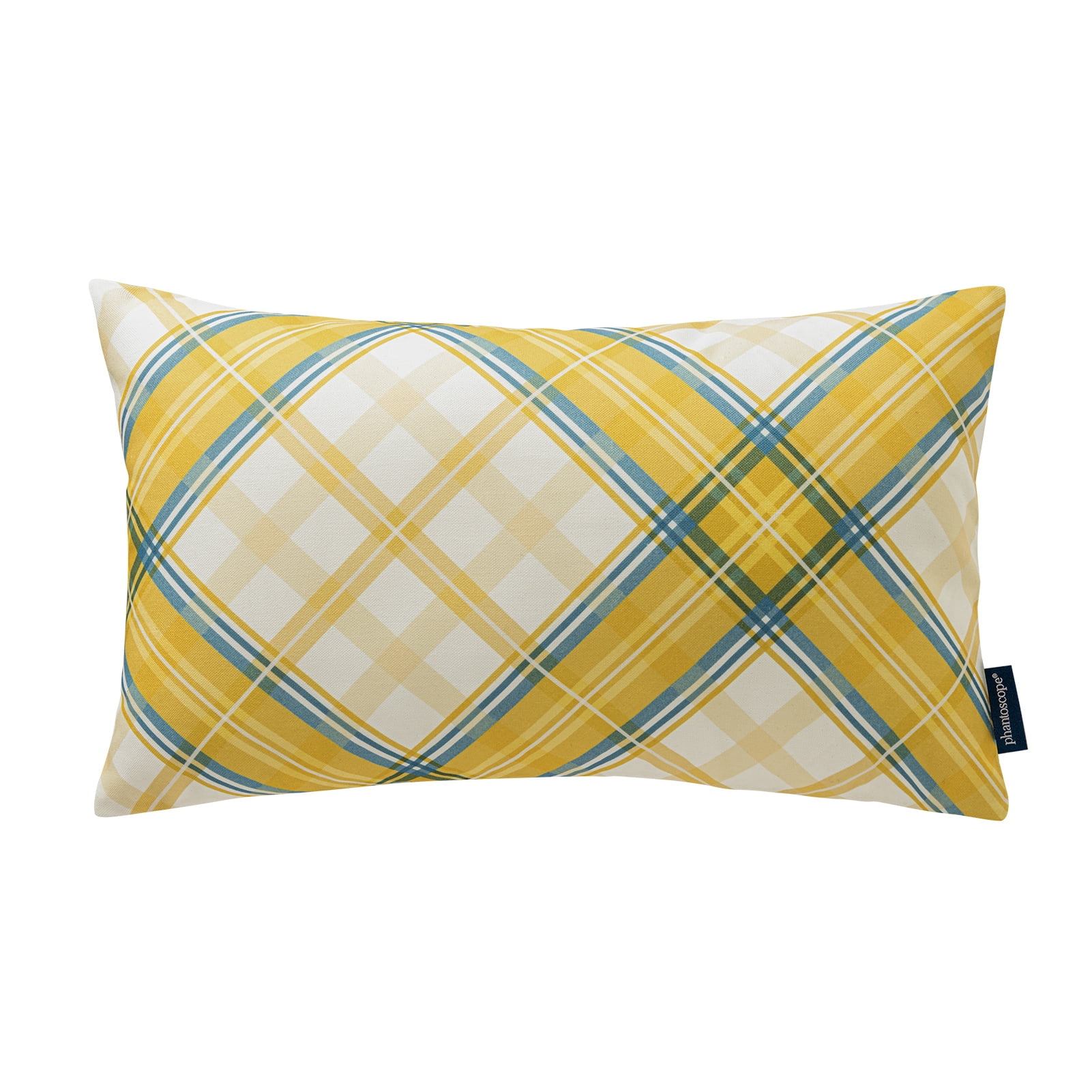 Phantoscope Buffalo Plaid Decorative Throw Pillows with Inserts, Double-Sided Printed Checkered Design, 12 x 20 in, Yellow, 2 Pack