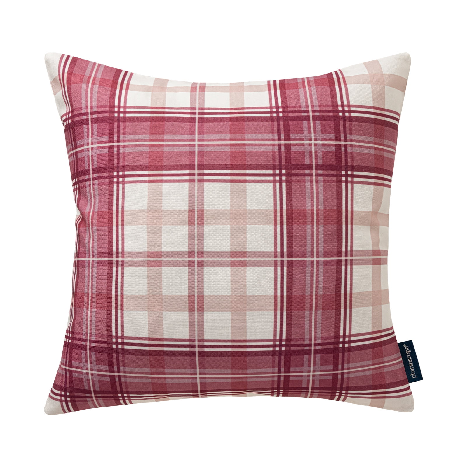 Phantoscope Buffalo Plaid Decorative Throw Pillows with Inserts, Double-Sided Printed Checkered Design, 18 x 18 in, Pink, 2 Pack