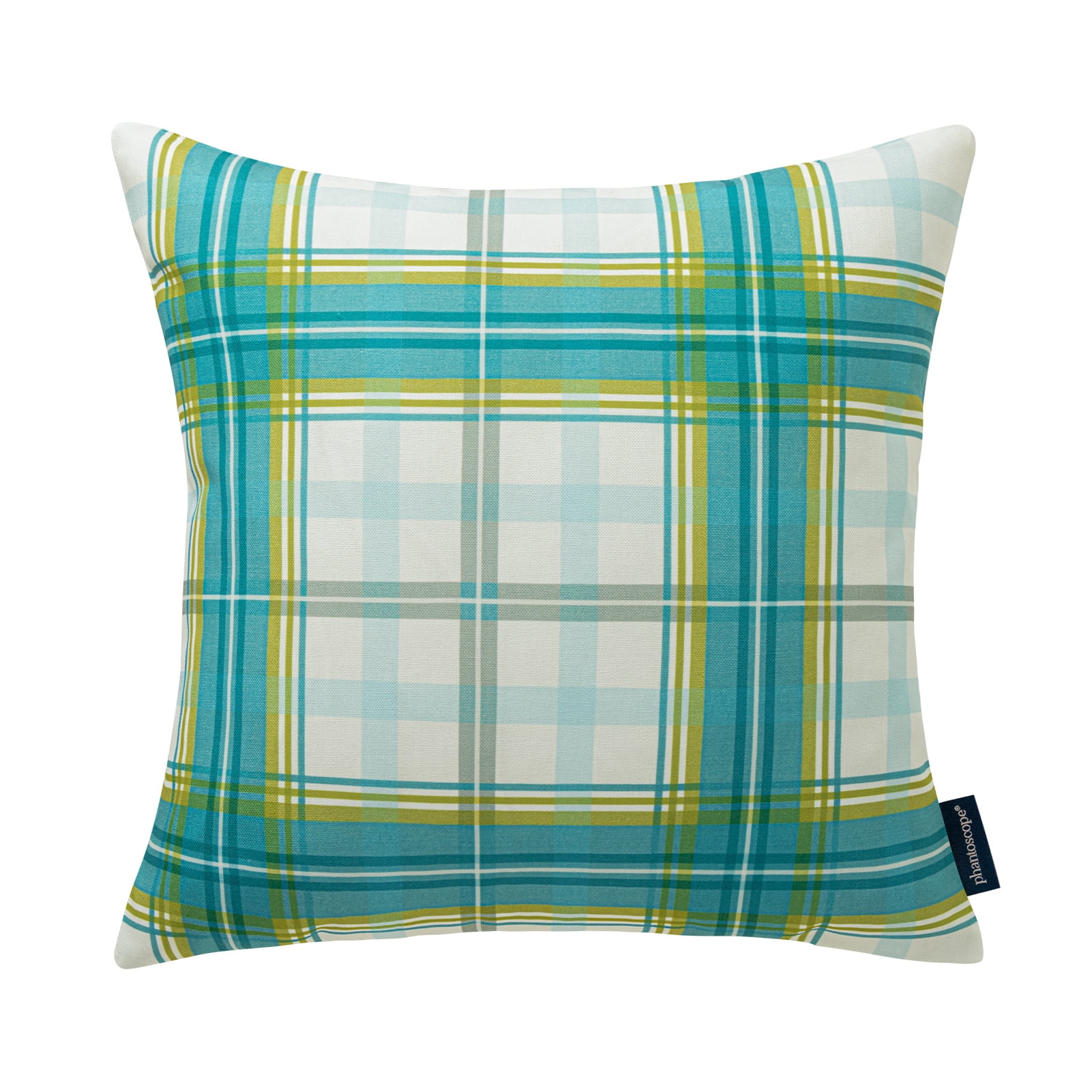 Phantoscope Buffalo Plaid Decorative Throw Pillows with Inserts, Double-Sided Printed Checkered Design, 18 x 18 in, Teal, 2 Pack