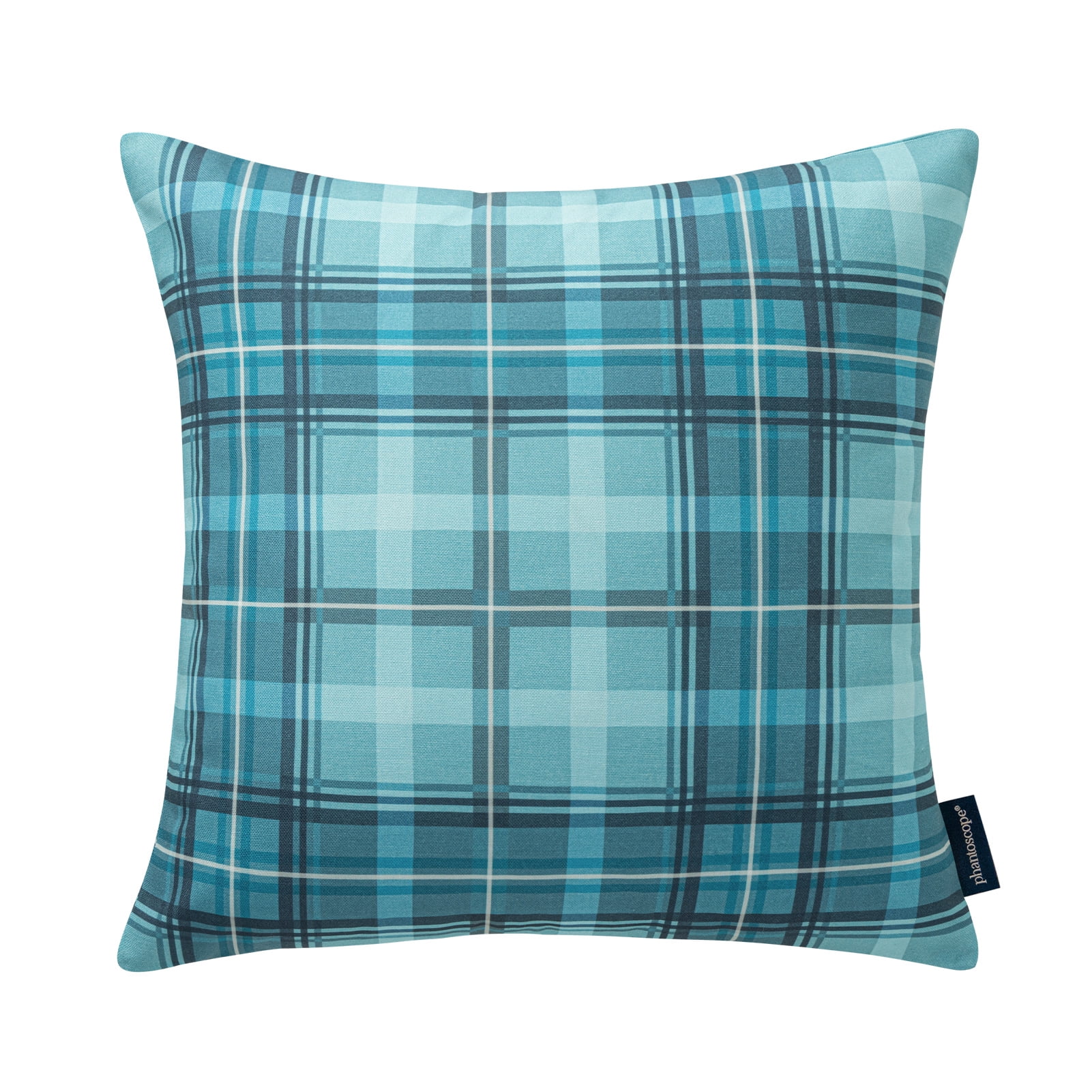 Phantoscope Buffalo Plaid Decorative Throw Pillows with Inserts, Double-Sided Printed Checkered Design, 18 x 18 in, Teal, 2 Pack