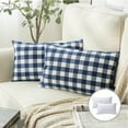 thumbnail image 1 of Phantoscope Checkers Series Square Decorative Throw Pillow with Inserts, Classic Retro Plaids, 12"x20", Dark Blue/White, 2 Pack, 1 of 5