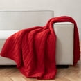 thumbnail image 1 of Phantoscope Christmas Cable Plush Knit Blanket Sherpa Twin Throw Blanket, 47"x 70", Red, 1 Pack, 1 of 3
