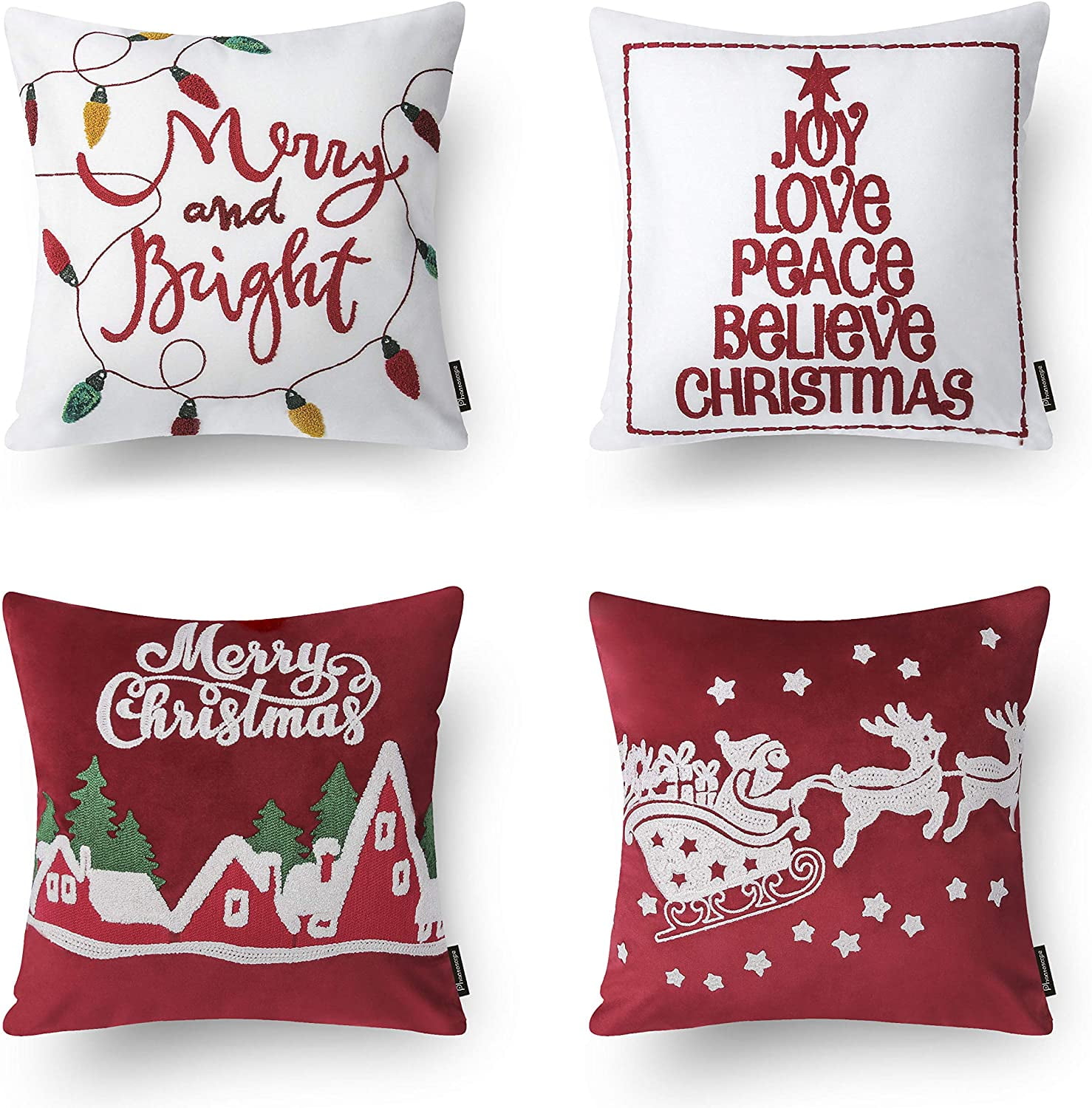 Phantoscope Christmas Holiday Series Velvet Embroidered Letters