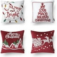 thumbnail image 1 of Phantoscope Christmas Holiday Series Velvet and Canvas Embroidered Letters Decorative Throw Pillow Cover with Insert ,Reindeer Sledge,18" x 18", Set of 4, 1 of 3
