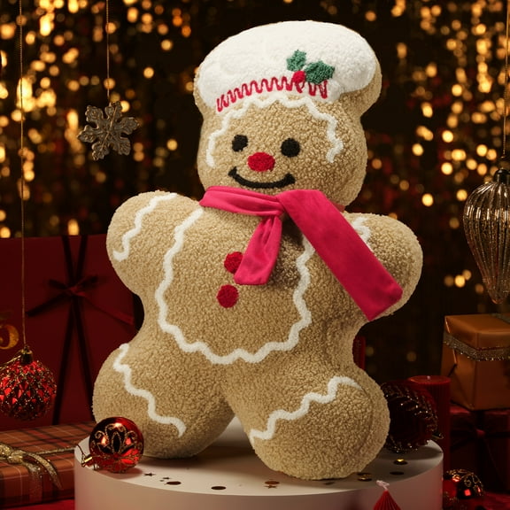 Phantoscope Christmas Series Decorative Chef Gingerbread Man Polyester Decorative Pillow,beige,20 x 13.5 inch