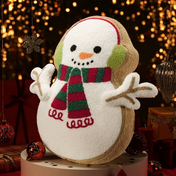 Phantoscope Christmas Series Decorative Gingerbread Earmuffs Snowman Polyester Decorative Pillow,white,18 x 12 inch