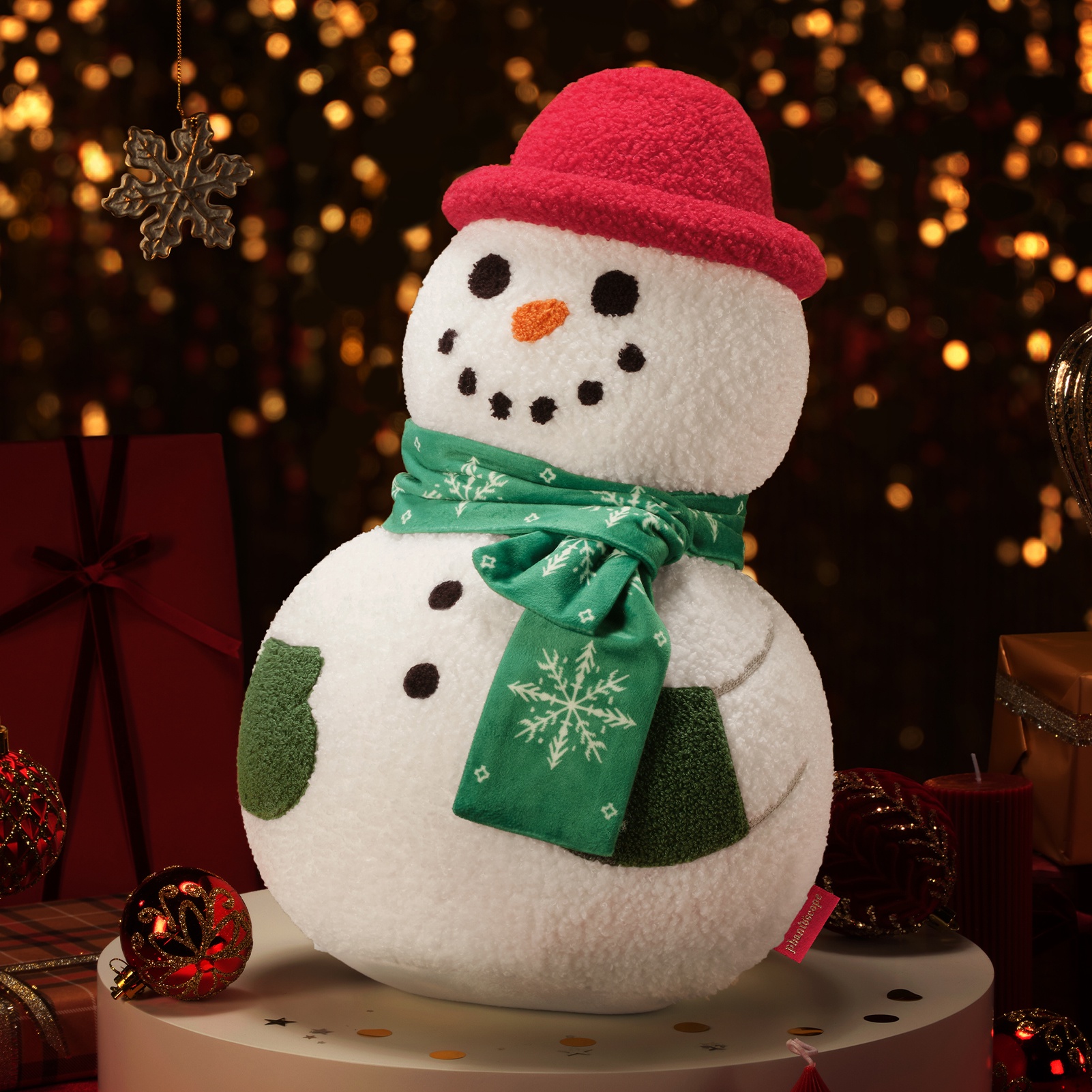 Phantoscope Christmas Series Decorative Snowman Boy Polyester Decorative Pillow,green,16.5 x 10.5 inch