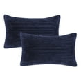 thumbnail image 1 of Phantoscope Christmas Corduroy Striped Velvet Series Decorative Throw Pillow Covers, 12" x 20", Navy, 2 Pack, 1 of 4