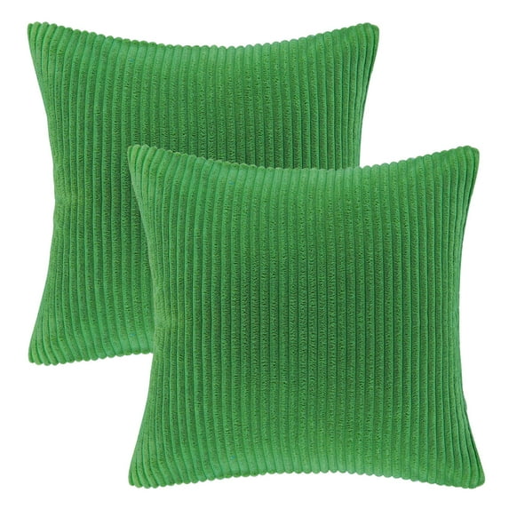 Phantoscope Christmas holiday Corduroy Striped Velvet Series Decorative Throw Pillow Covers, 22" x 22", Light Green, 2 Pack