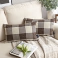 thumbnail image 1 of Buffalo Checker Plaids Series Cushion Decorative Throw Pillow Covers, 12" x 20", Coffee and Beige, Set of 2, 1 of 4