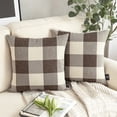 thumbnail image 1 of Buffalo Checker Plaids Series Cushion Decorative Throw Pillow Covers, 20" x 20", Coffee and Beige, Set of 2, 1 of 5