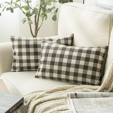 Phantoscope Christmas Decorative Classic Checkers Series Throw Pillow Covers, 12" x 20", Coffee, 2 Pack