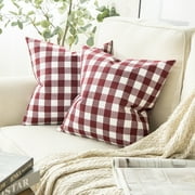 Phantoscope Christmas holiday Decorative Classic Checkers Series Throw Pillow Covers, 20" x 20", Red and White, 2 Pack