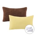 thumbnail image 1 of Phantoscope Christmas holiday Decorative Throw Pillow Bundle Set, Corduroy Striped Velvet Series Covers with inserts, 12" x 20", Dark Coffee and Yellow, 2 Pack, 1 of 5