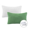 thumbnail image 1 of Phantoscope Christmas holiday Decorative Throw Pillow Bundle Set, Corduroy Striped Velvet Series Covers with inserts, 12" x 20", Light Green and White, 2 Pack, 1 of 5
