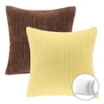 thumbnail image 1 of Phantoscope Christmas holiday Decorative Throw Pillow Bundle Set, Corduroy Striped Velvet Series Covers with inserts, 18" x 18", Dark Coffee and Yellow, 2 Pack, 1 of 5