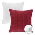 thumbnail image 1 of Phantoscope Christmas holiday Decorative Throw Pillow Bundle Set, Corduroy Striped Velvet Series Covers with inserts, 18" x 18", White and Red, 2 Pack, 1 of 5