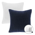 thumbnail image 1 of Phantoscope Christmas holiday Decorative Throw Pillow Bundle Set, Corduroy Striped Velvet Series Covers with inserts, 22" x 22", White and Navy, 2 Pack, 1 of 5