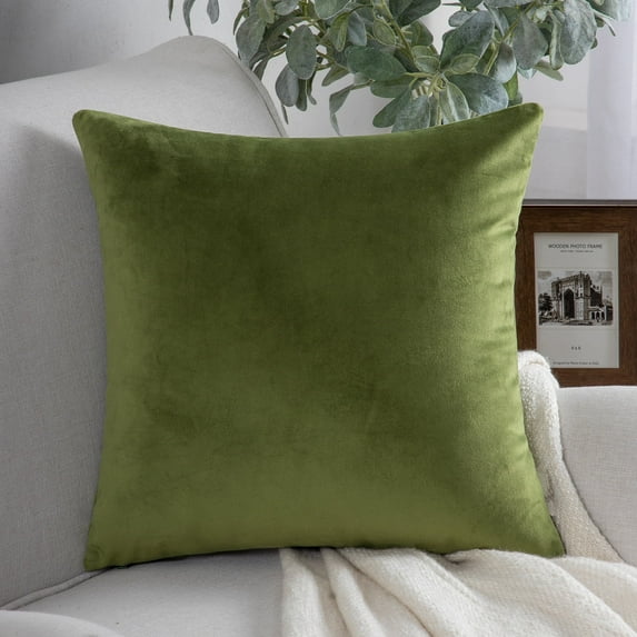 Phantoscope Christmas Decorative Throw Pillow Cover, Silky Velvet Series, 20" x 20", Light Green, 1 Pack