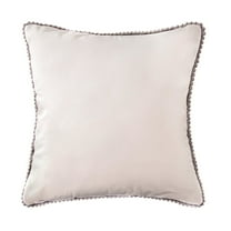 Phantoscope Christmas Decorative Throw Pillow, Particles Trimmed Velvet Series pillow cover, 18" x 18", Off White, 1 Pack