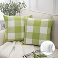 thumbnail image 1 of Phantoscope Christmas holiday Decorative Throw Pillow Set, Buffalo Checker Plaids Series Covers with inserts, 18" x 18", Green and White, 2 Pack, 1 of 5