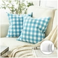 thumbnail image 1 of Phantoscope Christmas holiday Decorative Throw Pillow Set, Classic Checkers Series Covers with inserts, 18" x 18", Sky Blue, 2 Pack, 1 of 5