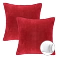 thumbnail image 1 of Phantoscope Christmas holiday Decorative Throw Pillow Set, Corduroy Striped Velvet Series Covers with inserts, 18" x 18", Red, 2 Pack, 1 of 4