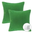 thumbnail image 1 of Phantoscope Christmas holiday Decorative Throw Pillow Set, Corduroy Striped Velvet Series Covers with inserts, 22" x 22", Light Green, 2 Pack, 1 of 4