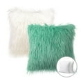 thumbnail image 1 of Phantoscope Christmas holiday Decorative Throw Pillow Set, Faux Fur Series Covers with inserts, 18" x 18", Turquoise and Off White, 2 Pack, 1 of 7