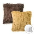 thumbnail image 1 of Phantoscope Christmas holiday Decorative Throw Pillow Set, Faux Fur Series Covers with inserts, 20" x 20", Dark Coffee and Orange, 2 Pack, 1 of 7